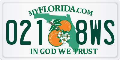 FL license plate 0218WS