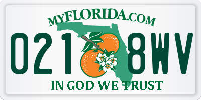 FL license plate 0218WV