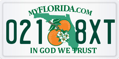 FL license plate 0218XT