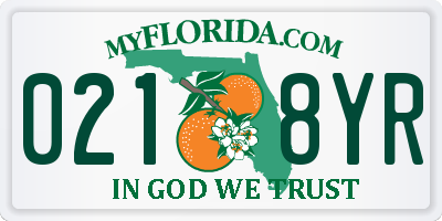 FL license plate 0218YR