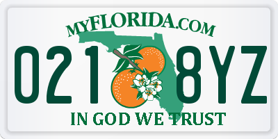 FL license plate 0218YZ
