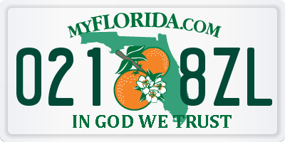 FL license plate 0218ZL