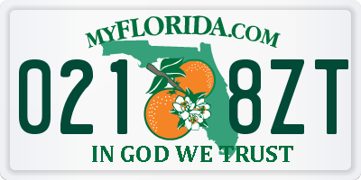 FL license plate 0218ZT
