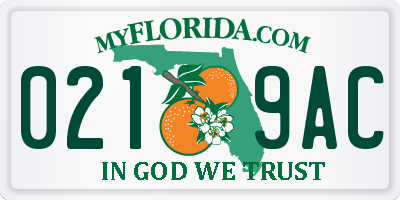 FL license plate 0219AC