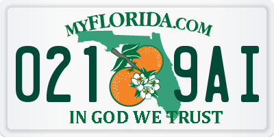 FL license plate 0219AI