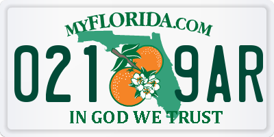FL license plate 0219AR