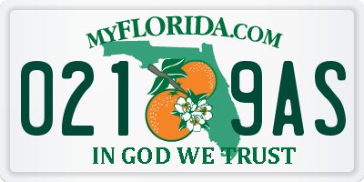 FL license plate 0219AS