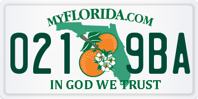 FL license plate 0219BA