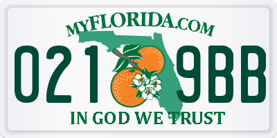 FL license plate 0219BB