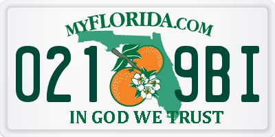 FL license plate 0219BI