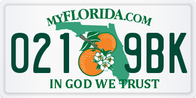 FL license plate 0219BK