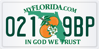 FL license plate 0219BP