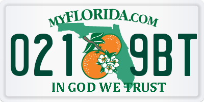 FL license plate 0219BT