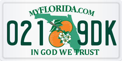 FL license plate 0219DK