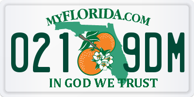 FL license plate 0219DM