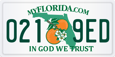 FL license plate 0219ED