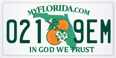 FL license plate 0219EM