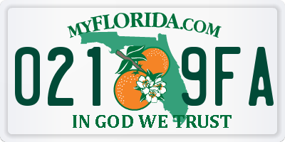 FL license plate 0219FA