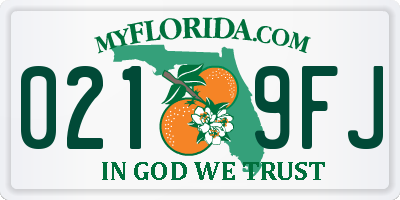 FL license plate 0219FJ