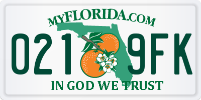 FL license plate 0219FK
