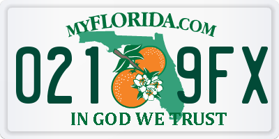FL license plate 0219FX