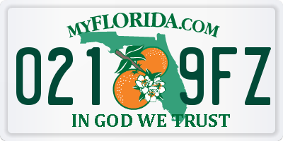 FL license plate 0219FZ