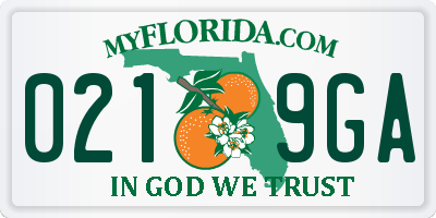 FL license plate 0219GA