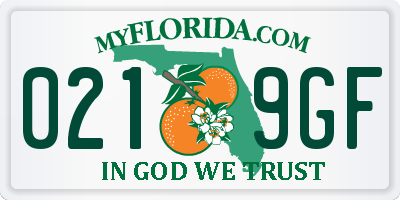 FL license plate 0219GF