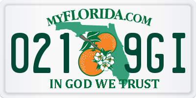 FL license plate 0219GI
