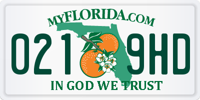 FL license plate 0219HD