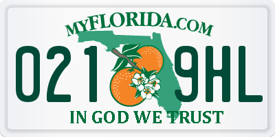 FL license plate 0219HL