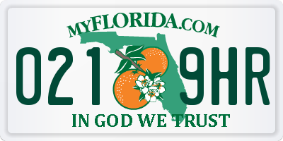 FL license plate 0219HR