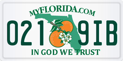 FL license plate 0219IB
