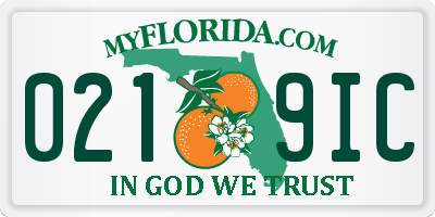 FL license plate 0219IC