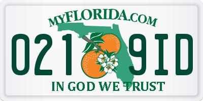 FL license plate 0219ID