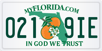 FL license plate 0219IE