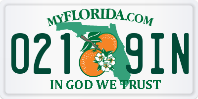 FL license plate 0219IN