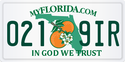 FL license plate 0219IR