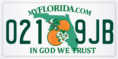 FL license plate 0219JB