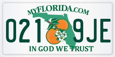 FL license plate 0219JE
