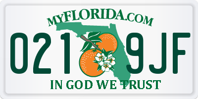 FL license plate 0219JF