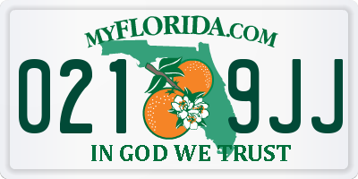 FL license plate 0219JJ