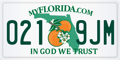 FL license plate 0219JM
