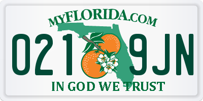 FL license plate 0219JN