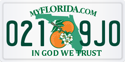 FL license plate 0219JO
