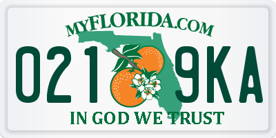 FL license plate 0219KA