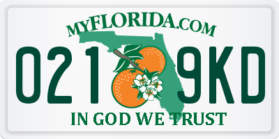 FL license plate 0219KD