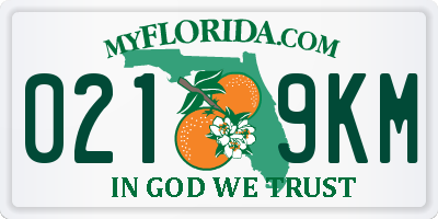 FL license plate 0219KM