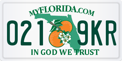 FL license plate 0219KR