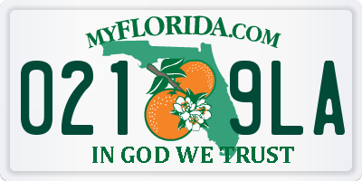 FL license plate 0219LA